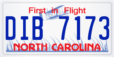 NC license plate DIB7173