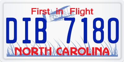 NC license plate DIB7180