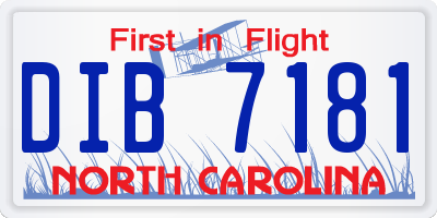 NC license plate DIB7181