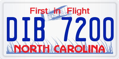 NC license plate DIB7200
