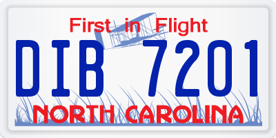 NC license plate DIB7201