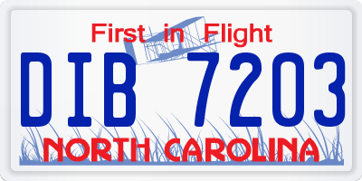NC license plate DIB7203