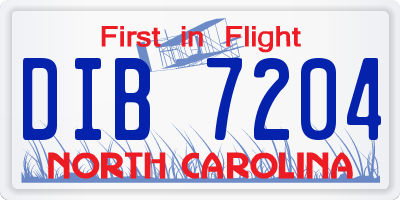 NC license plate DIB7204