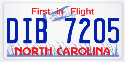 NC license plate DIB7205