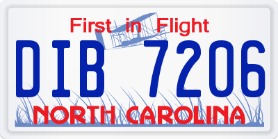 NC license plate DIB7206