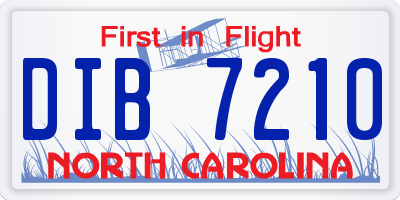 NC license plate DIB7210
