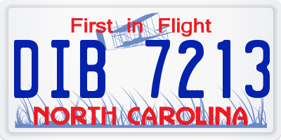NC license plate DIB7213