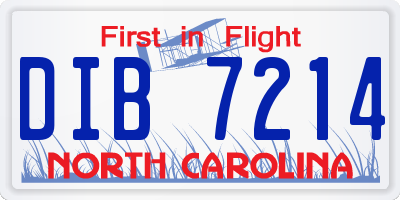 NC license plate DIB7214