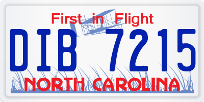 NC license plate DIB7215