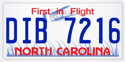 NC license plate DIB7216