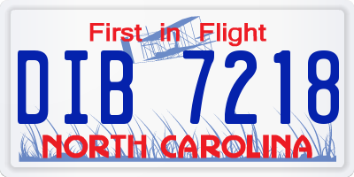 NC license plate DIB7218