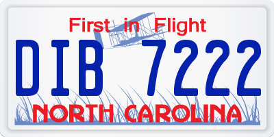 NC license plate DIB7222