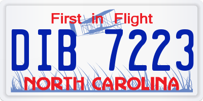 NC license plate DIB7223