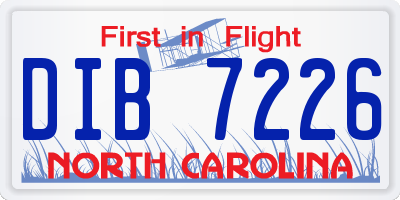 NC license plate DIB7226