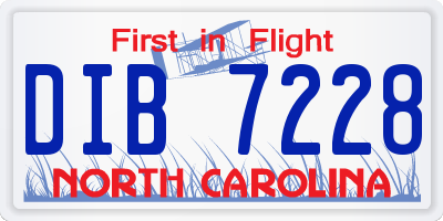 NC license plate DIB7228