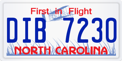 NC license plate DIB7230