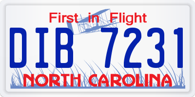 NC license plate DIB7231