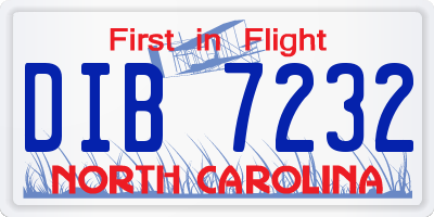 NC license plate DIB7232