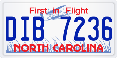 NC license plate DIB7236