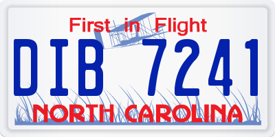 NC license plate DIB7241