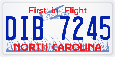 NC license plate DIB7245