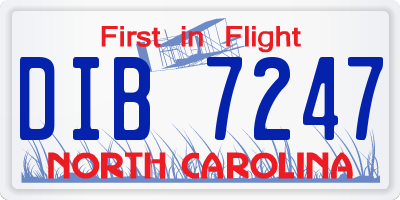 NC license plate DIB7247