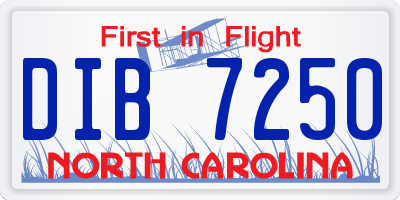 NC license plate DIB7250