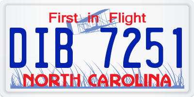 NC license plate DIB7251