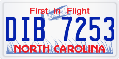 NC license plate DIB7253