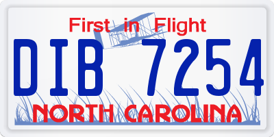 NC license plate DIB7254