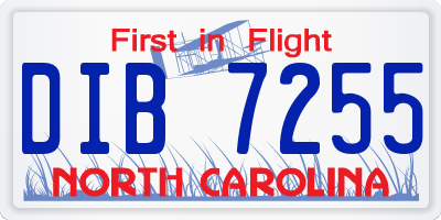 NC license plate DIB7255
