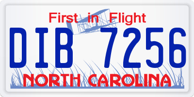 NC license plate DIB7256