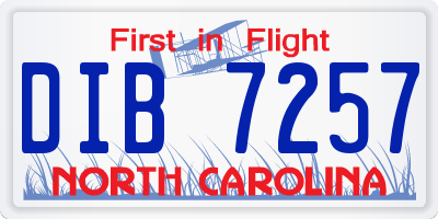NC license plate DIB7257