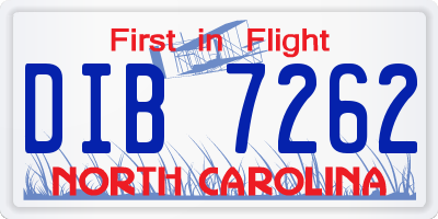 NC license plate DIB7262