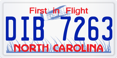 NC license plate DIB7263