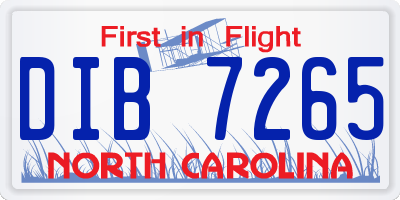 NC license plate DIB7265