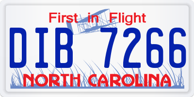 NC license plate DIB7266