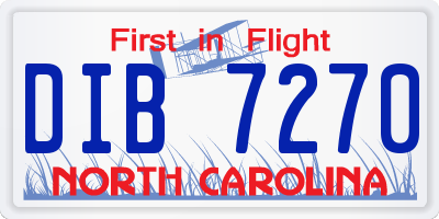 NC license plate DIB7270