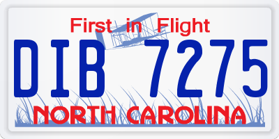 NC license plate DIB7275
