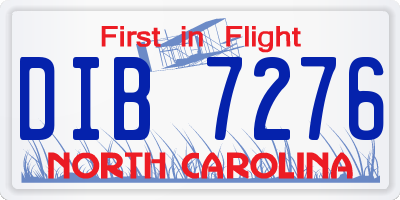 NC license plate DIB7276
