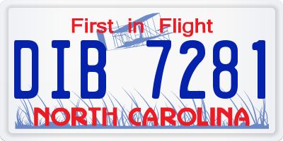 NC license plate DIB7281