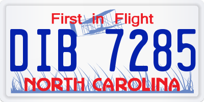 NC license plate DIB7285