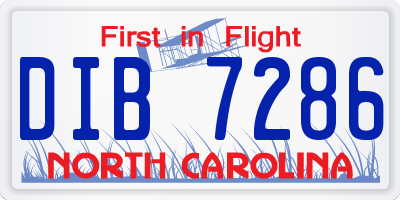 NC license plate DIB7286