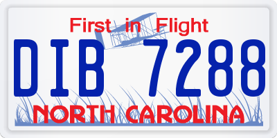 NC license plate DIB7288