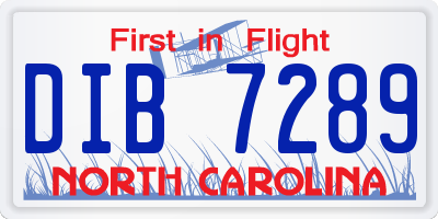 NC license plate DIB7289
