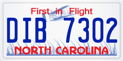 NC license plate DIB7302