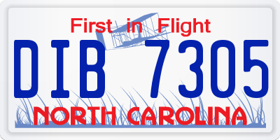 NC license plate DIB7305