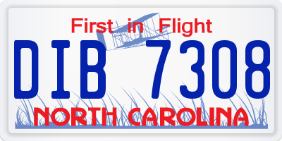NC license plate DIB7308