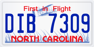 NC license plate DIB7309