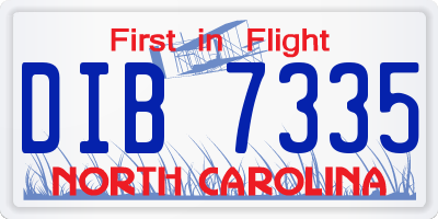 NC license plate DIB7335